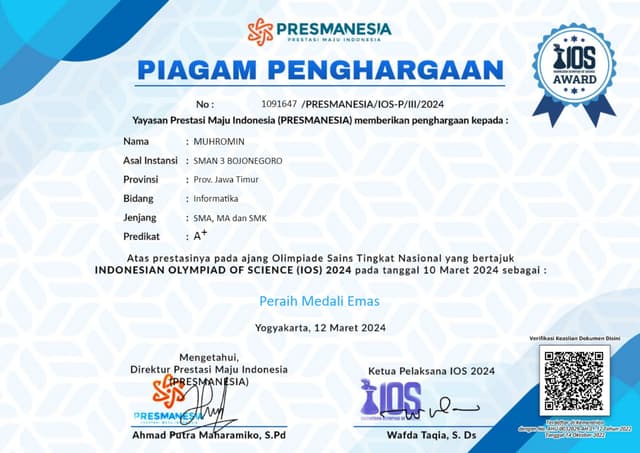 Gold Medal of Informatics (IOS)