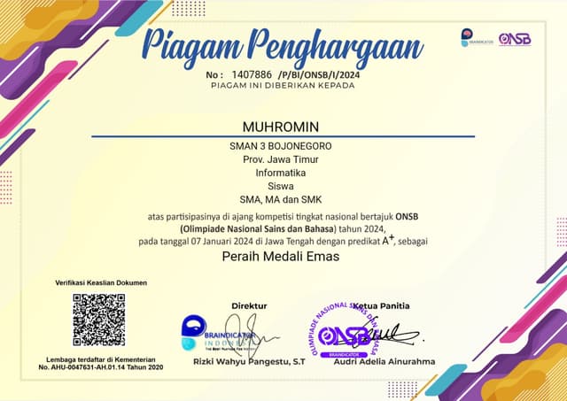 Gold Medal of Informatics (ONSB)