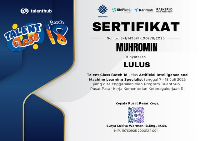 Artificial Intelligence and Machine Learning Specialist