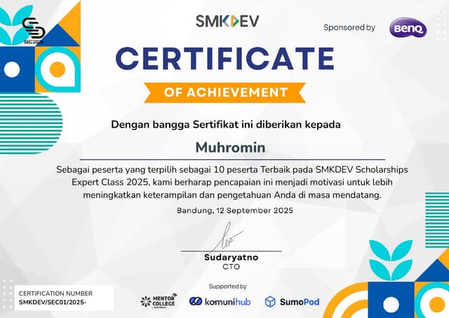 SMKDEV Scholarships Expert Class 2025 - Top 10 Graduate